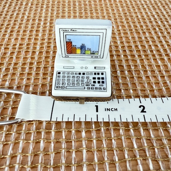 Limoges Rochard Trinket Box – Vintage Computer, Hand-Painted in France - Picture 8 of 11